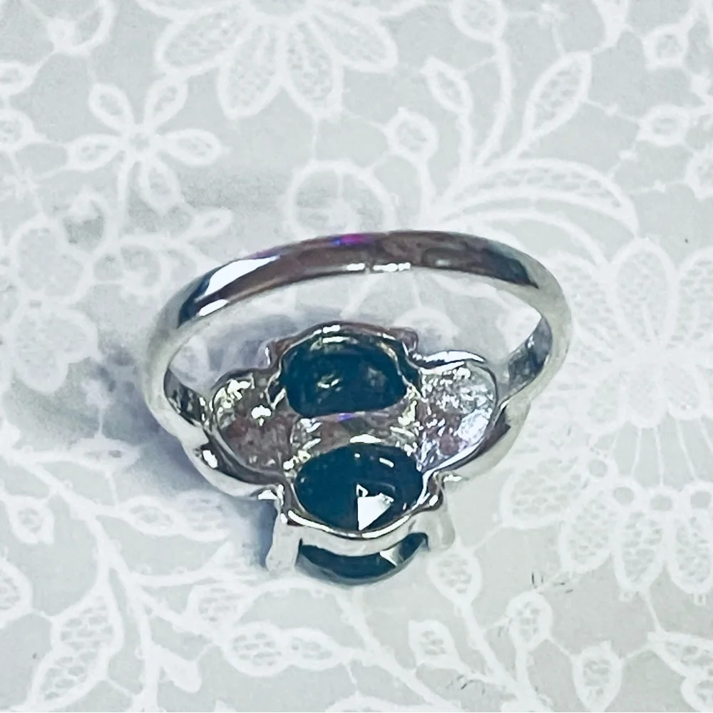 New Black Agate Polished Silver Handmade Oval Cut Heart Gemstone Ring